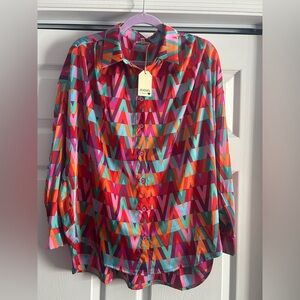 JODIFL Multicolor Geometric Button Down Shirt
